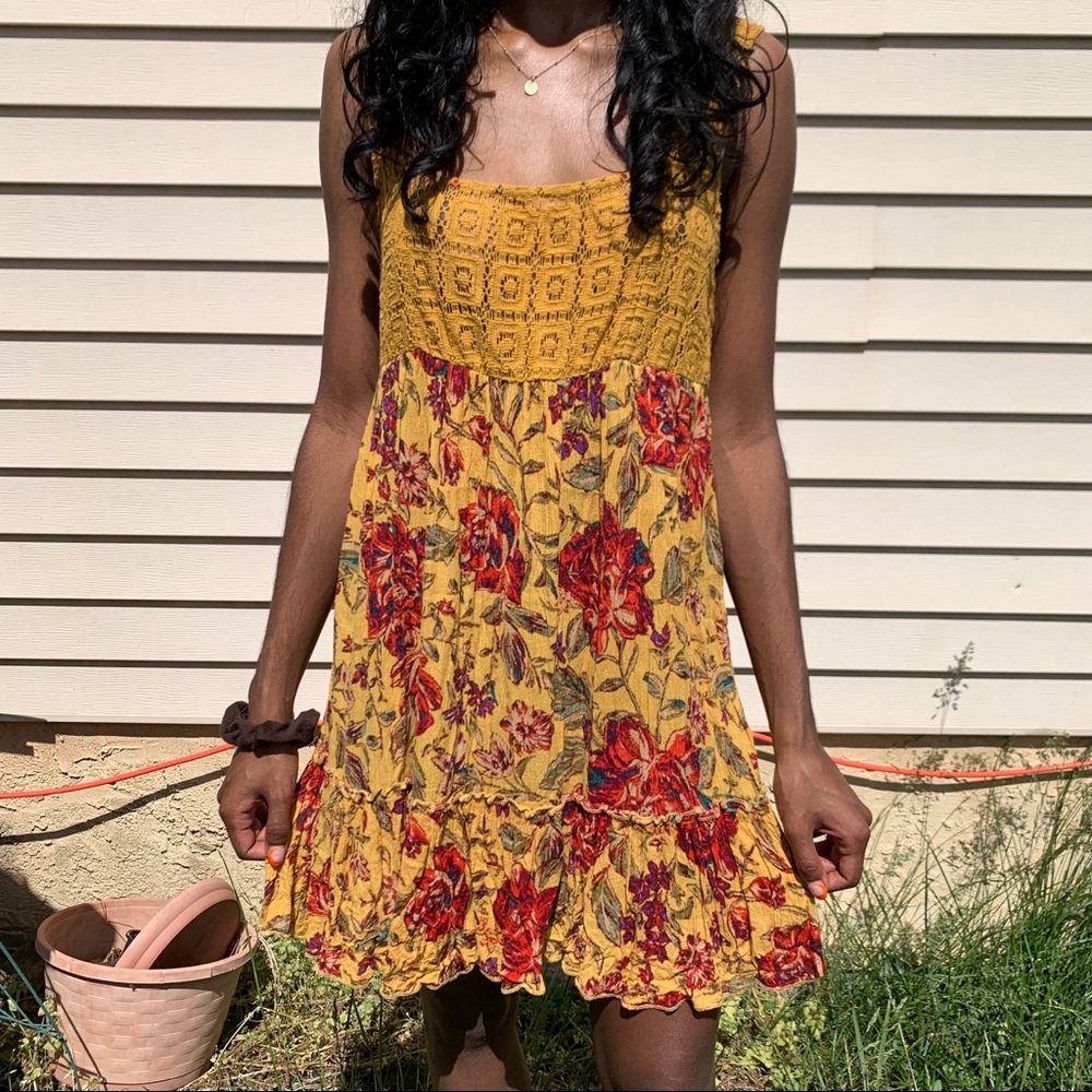 Urban Outfitters Crochet Top Floral Mini Dress